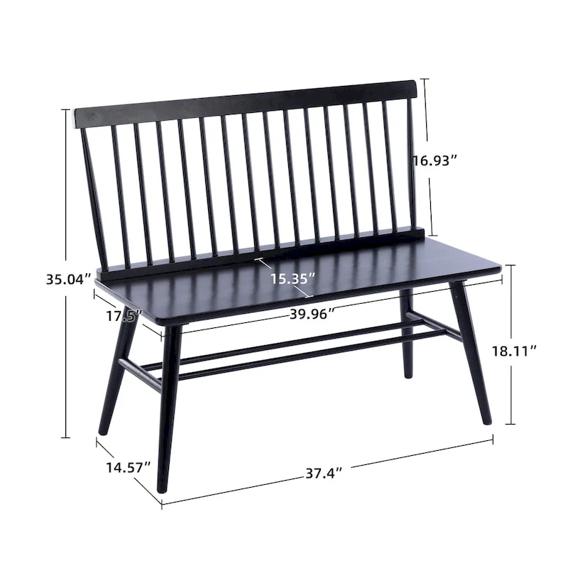 Entryway 40L Solid Wood Dining Bench with Spindle Back