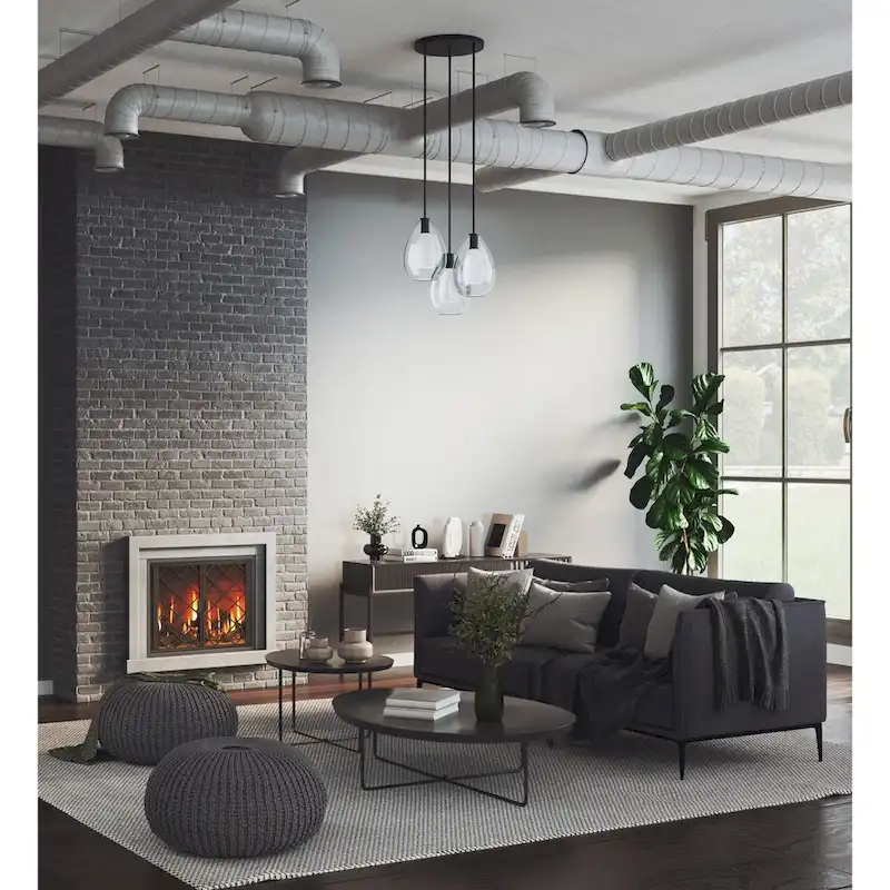 Carillon Collection One-Light Matte Black Contemporary Pendant - 9.87 in x 9.87 in x 14.25 in