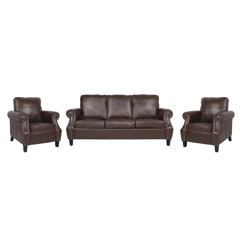 Dowd Faux Leather 3 Piece Club Chair and Sofa Set by Christopher Knight Home