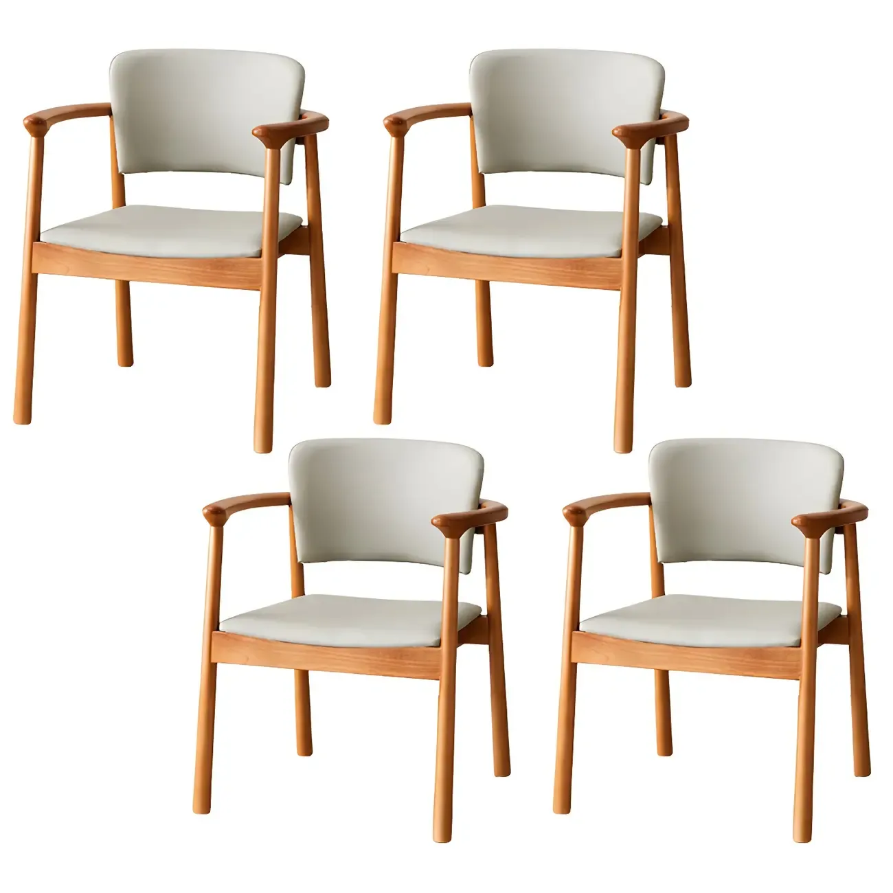 Modern Upholstered Rubberwood Arm Dining Chair Set of 2