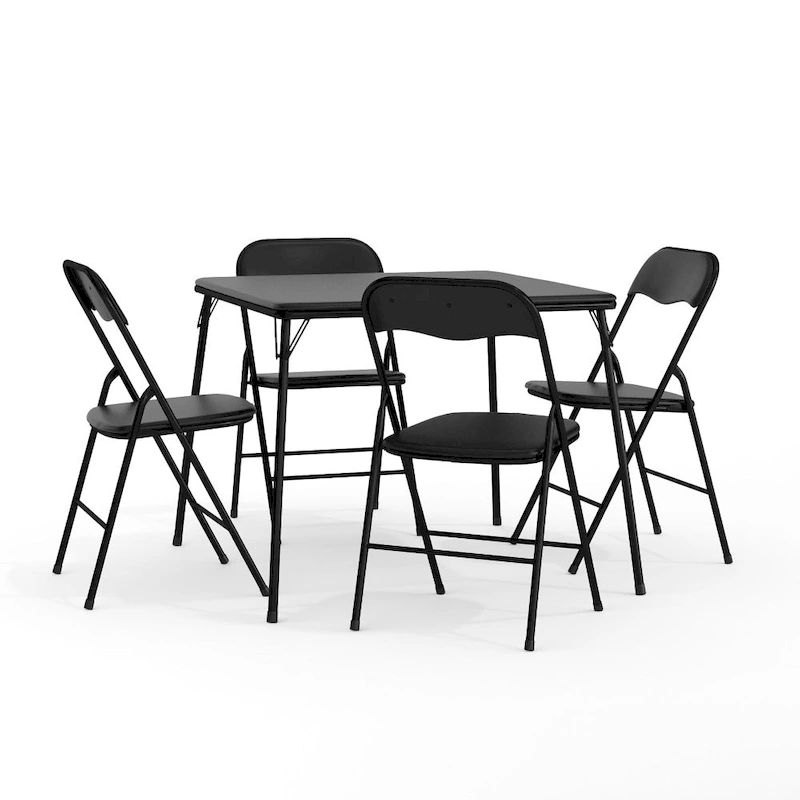 5 Piece Folding Card Table and Chair Set with Upholstered Table Top - 33.5W x 33.5D x 27.75H