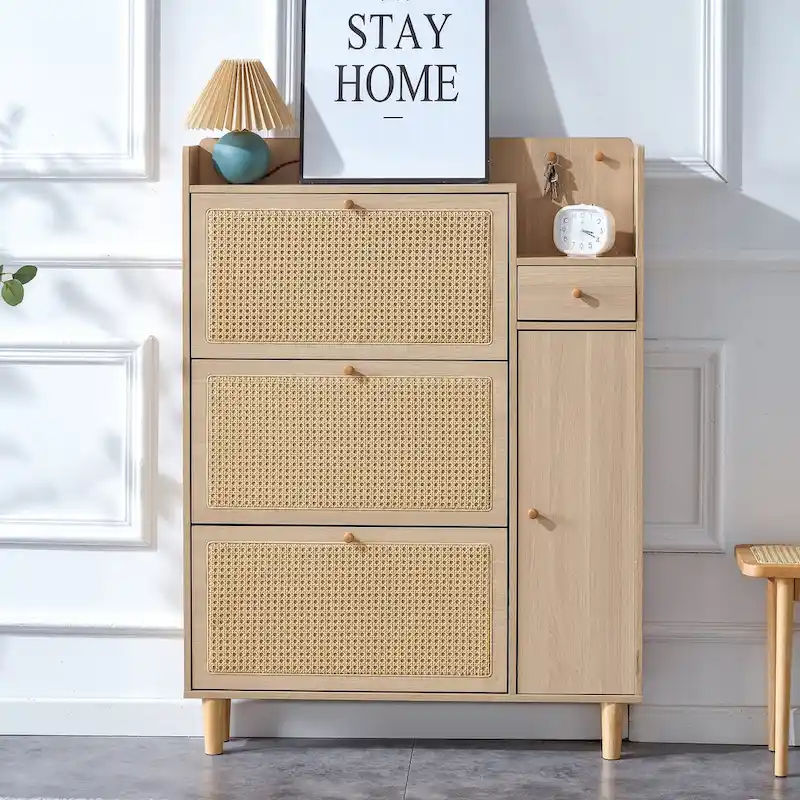 Modern minimalist Storage Cabinet, Japanese rattan shoe Cabinet, bed top Cabinet, small home furniture.