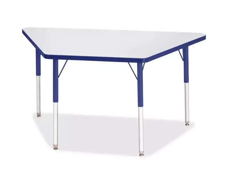 Jonti-Craft Berries Adult-Size Gray Laminate Trapezoid Table (24 x 48) in Blue