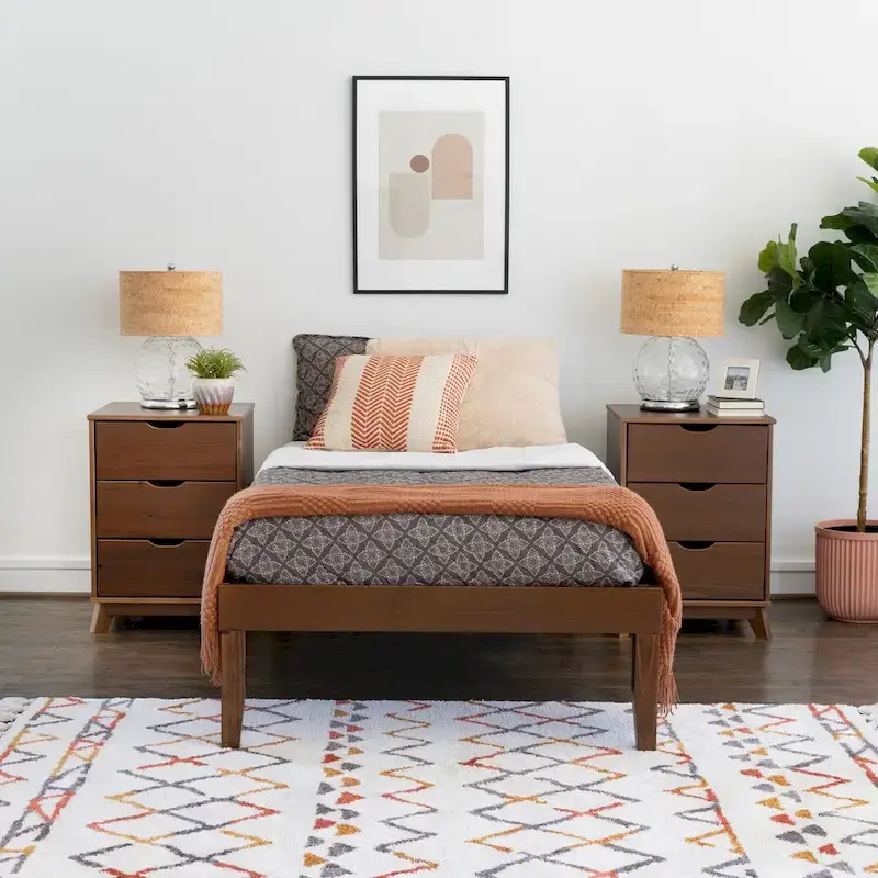 Purcell Bedroom 3-Piece Set with 3-Drawer Nightstands (Set of 2)