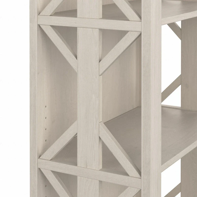 4-Shelf Bookcase in Linen White Oak / Driftwood Gray – 2 Adjustable Shelves