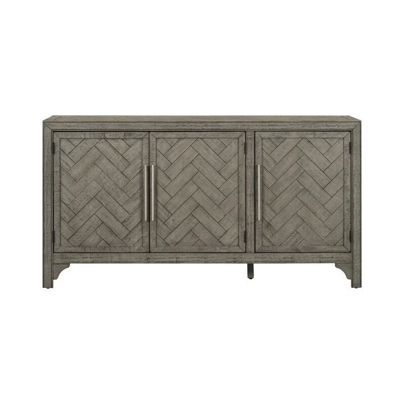 60W Cabinet Sideboard with Adjustable Shelves and Pine veneer - N/A