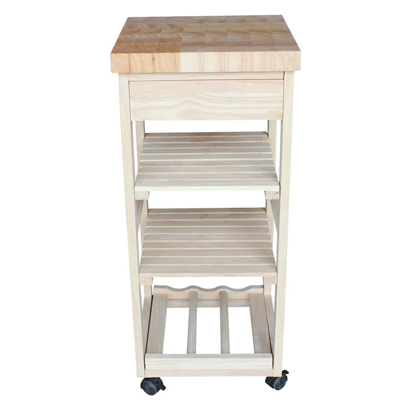 Estelle Unfinished Solid Parawood Kitchen Trolley