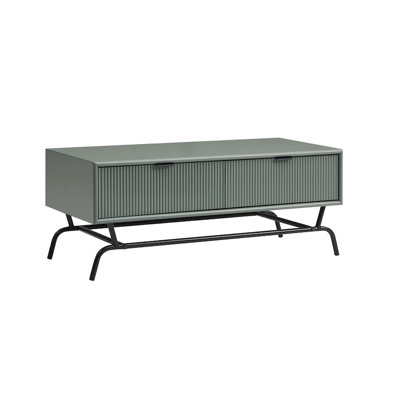 DH BASIC Modern 42-inch 2-Drawers Coffee Table with Metal Legs by Denhour