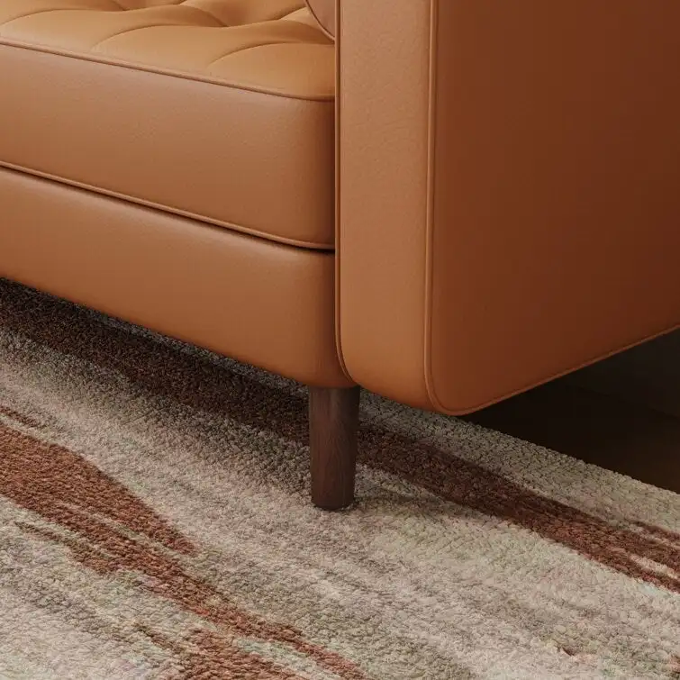 59 Mid-Century Square Arm Leather Loveseat