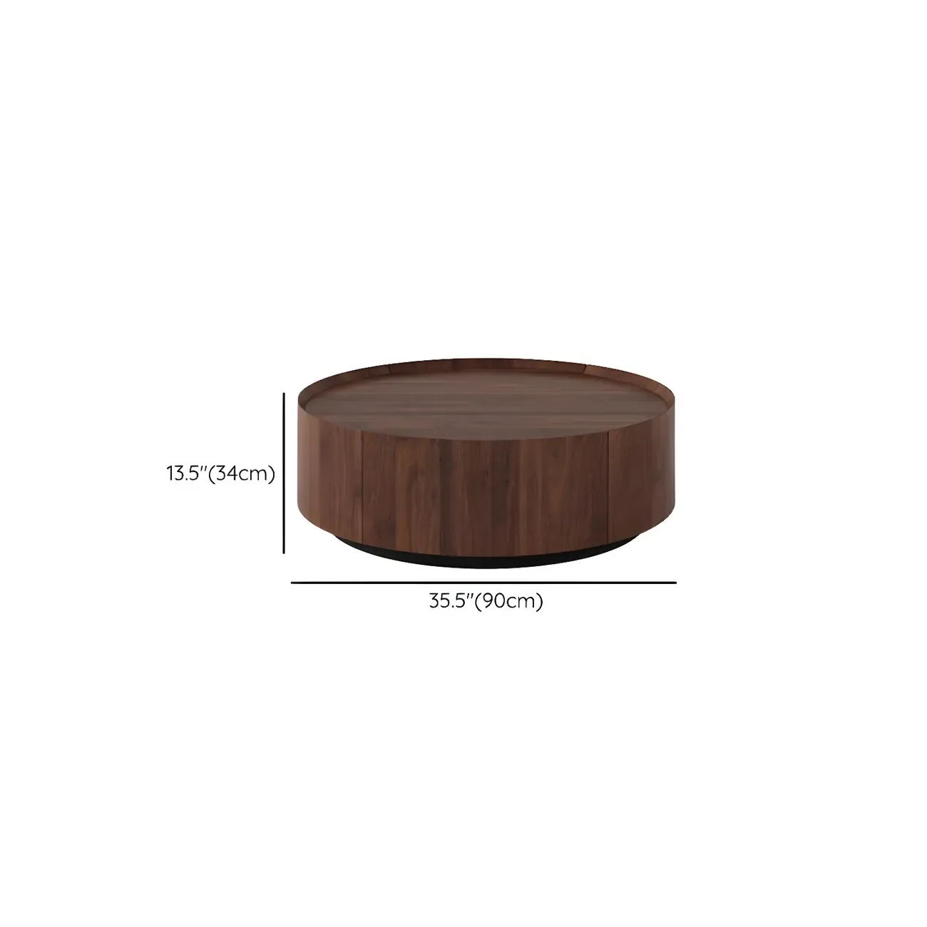 Brown Modern Stylish Round Wood Drawer Coffee Table