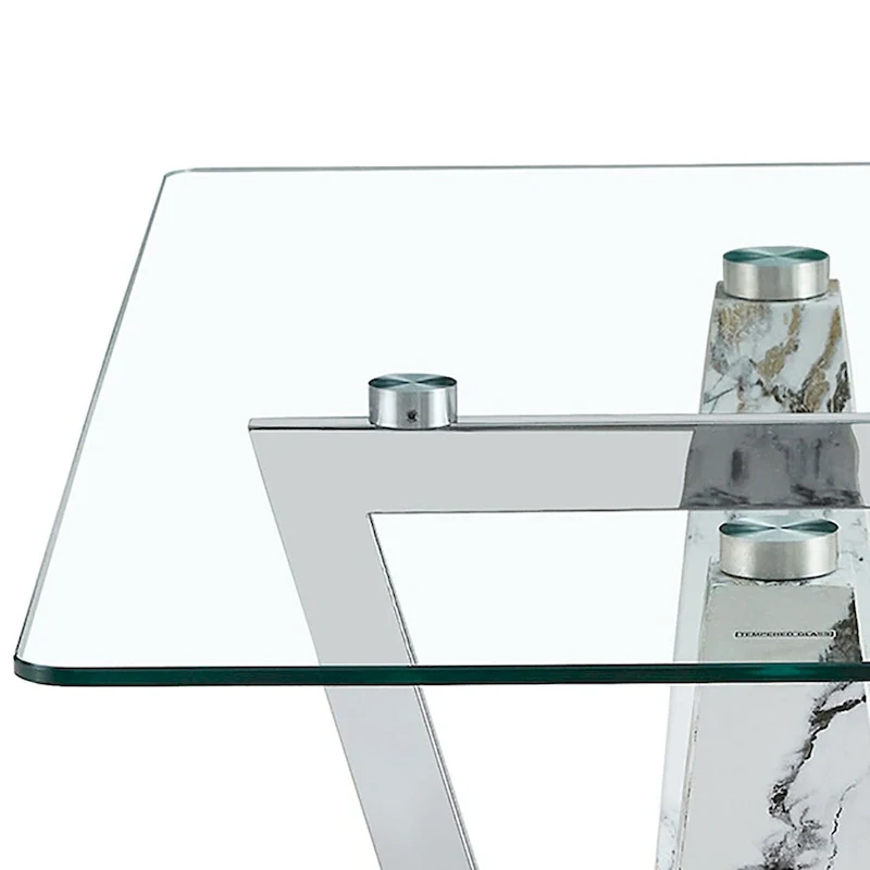 Modern Stylish Rectangular Coffee Table with Glass Top and Wooden Base