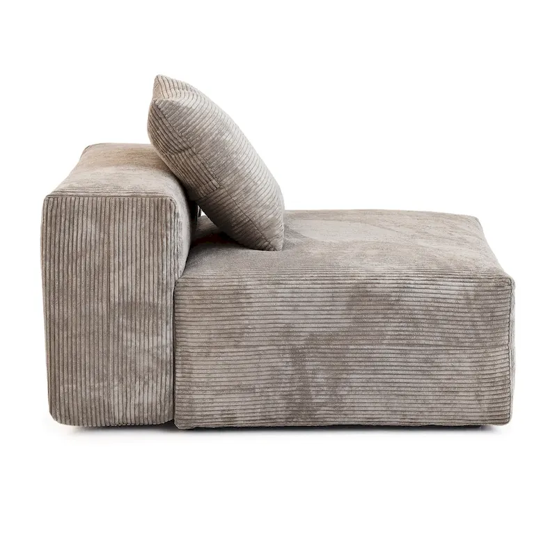 Large U-Shape Linen Reversible Modular Seating Component Sectional with 2 Ottoman