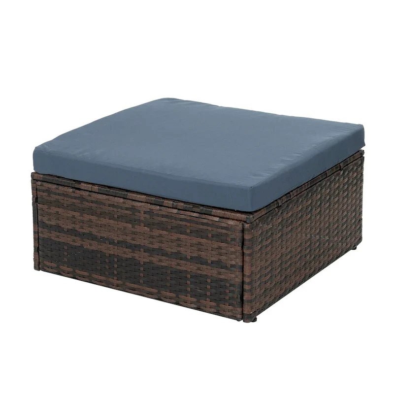 5 Set Wicker Furniture With Tempered Glass Coffee Table