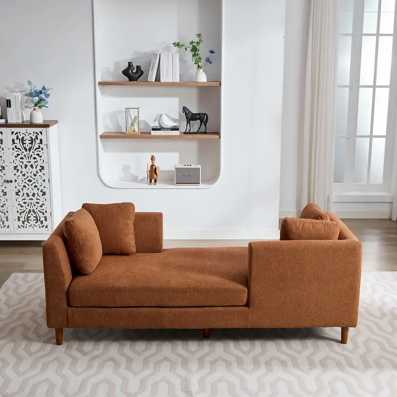 Wide Modern Double-Sided Upholstered Chaise Lounge