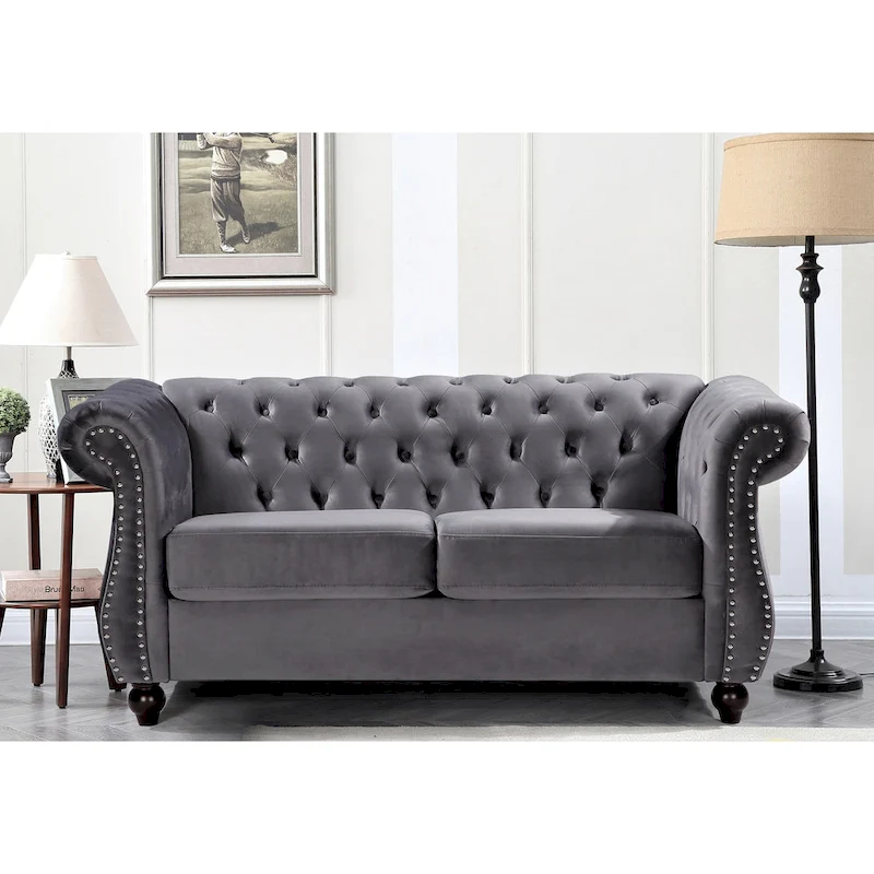 Kemos Velvet Chesterfield 2-piece Living Room Set