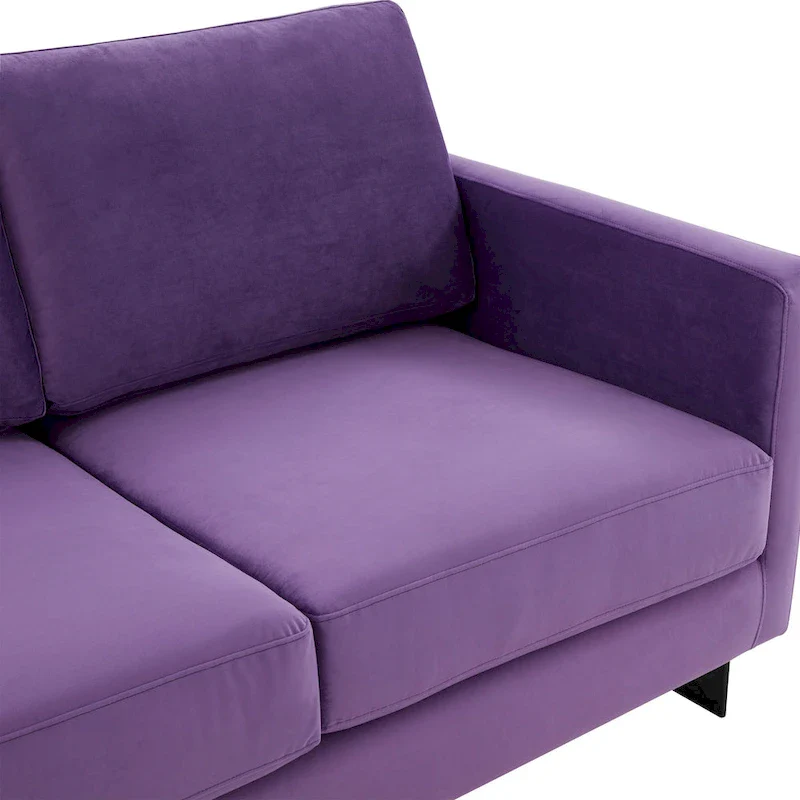 Upholstered Loveseat Sofa in Velvet Fabric with Removable Cushions and Stainless Steel Frame