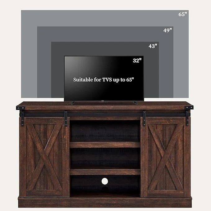 Wood Media Console TV Stand Entertainment Center