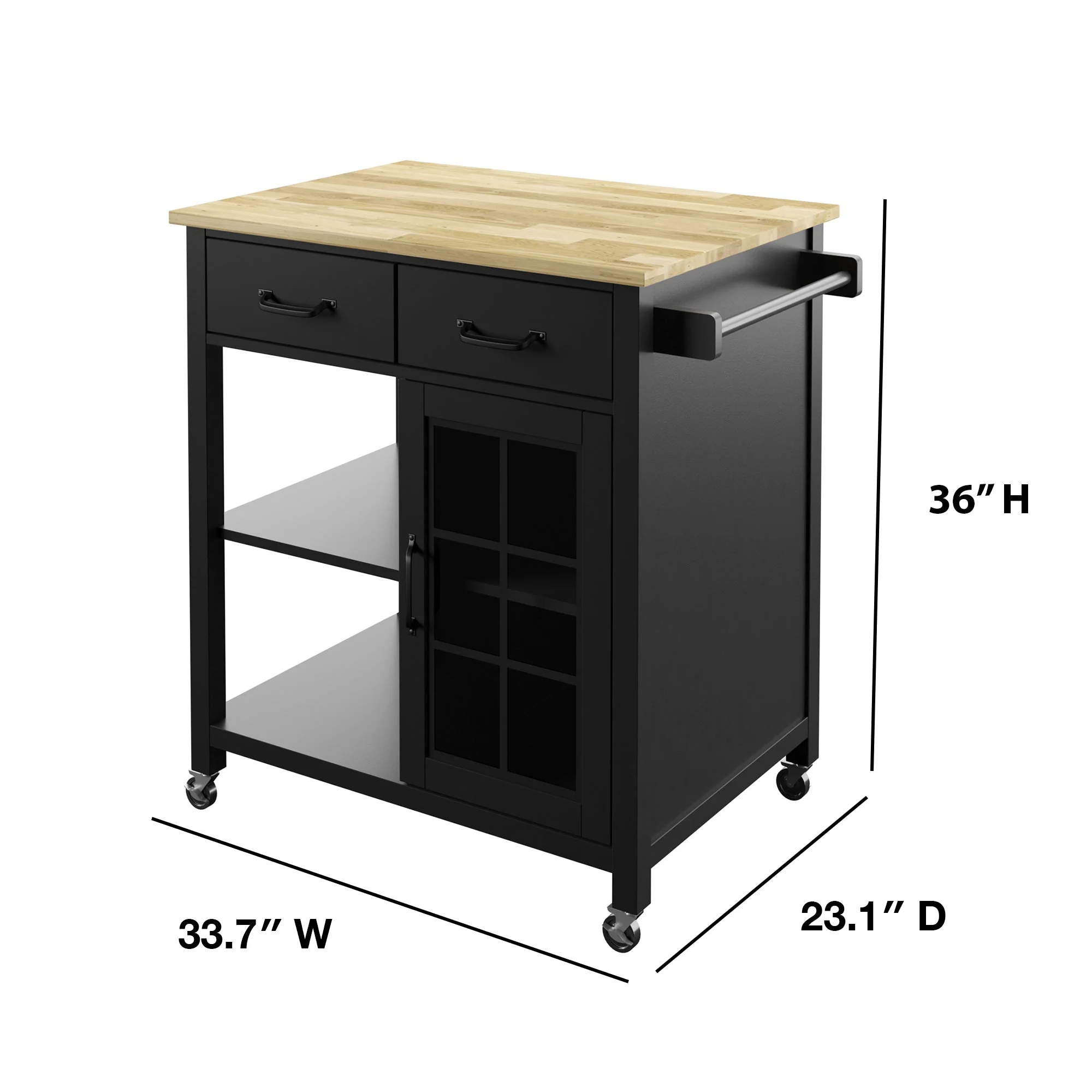 Compact Rolling Kitchen Island Cart with Storage