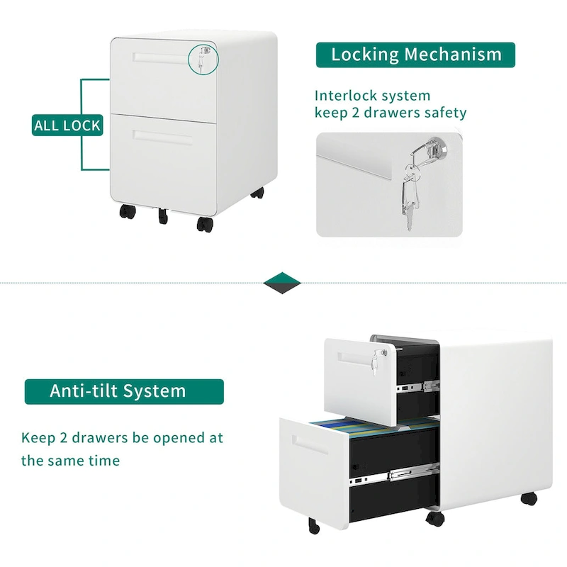Modern 24.8 2-drawer Rolling Locking Steel File Cabinet