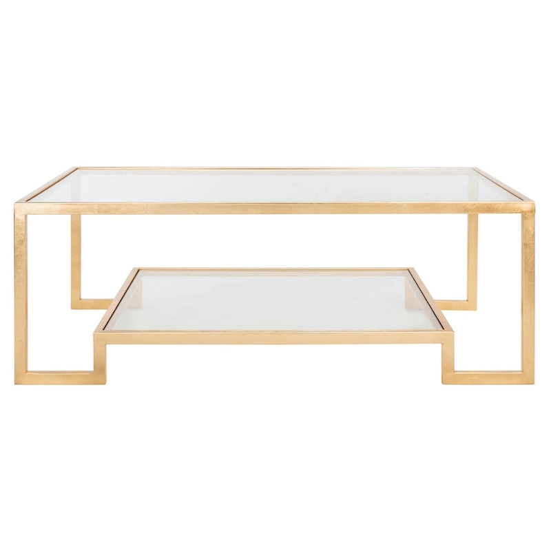 SAFAVIEH Couture Delila Rectangle Gold Leaf Coffee Table - 51.3 W x 27.5 L x 17.8 H - 51Wx28Dx18H