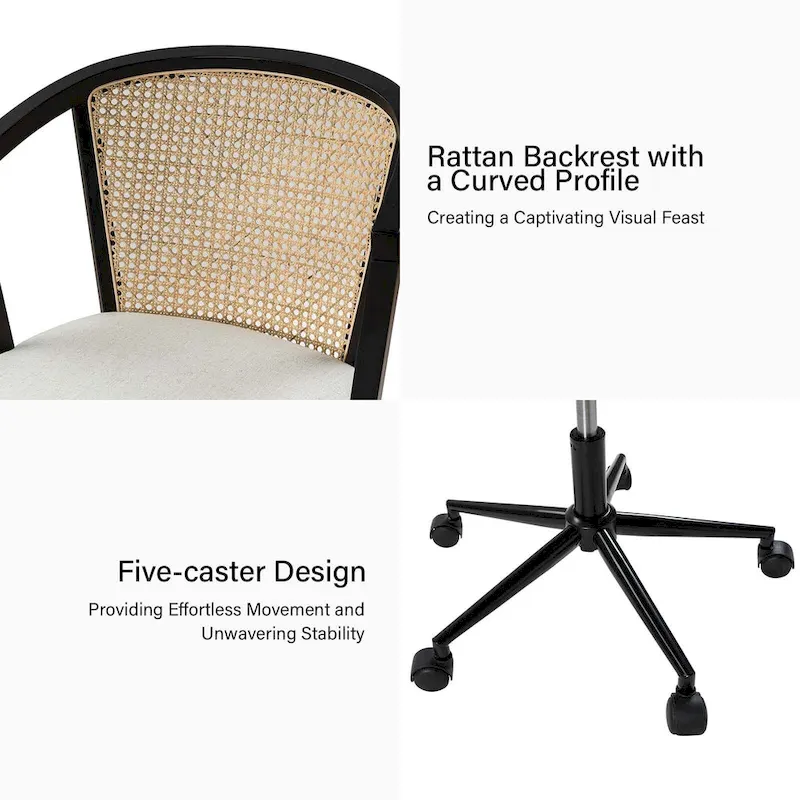 Ingrid Modern Rattan Swivel Height Adjustment Office Chair by