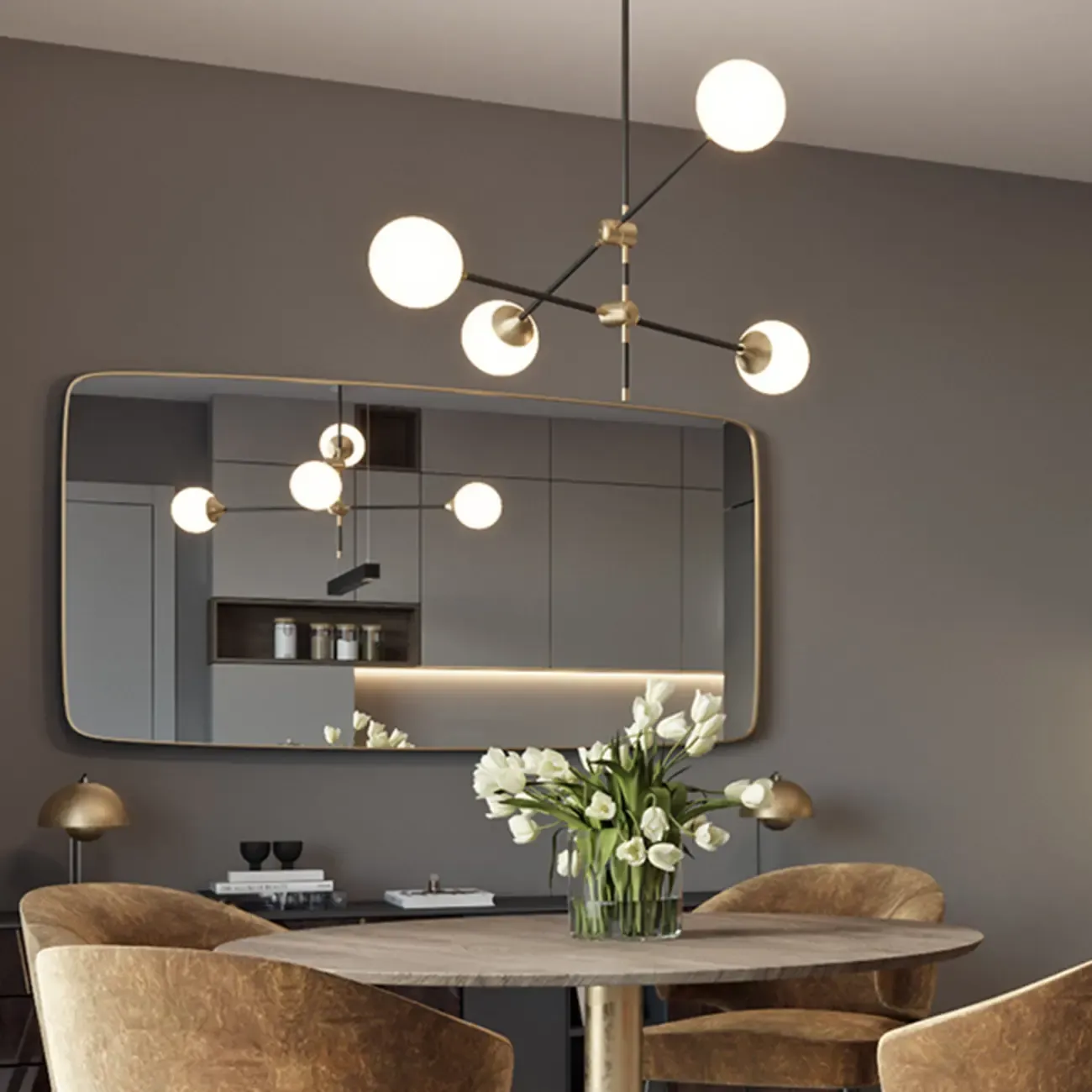 6-Light Black Industrial Sputnik Chandelier