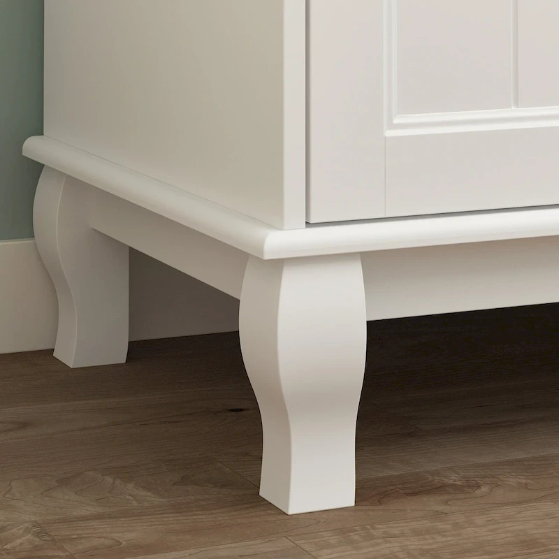 Home Traditional 2 Drawer Freestanding Wood Armoire in White Lacquer - 63 Wx71.3