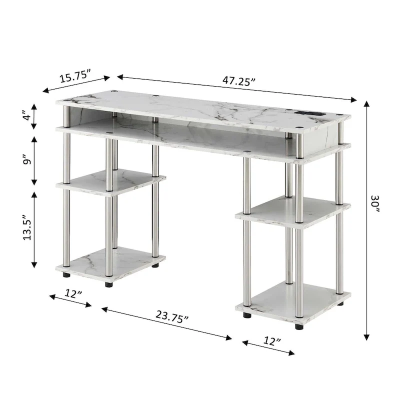 Designs2Go No Tools Student Desk with Charging Station and Shelves