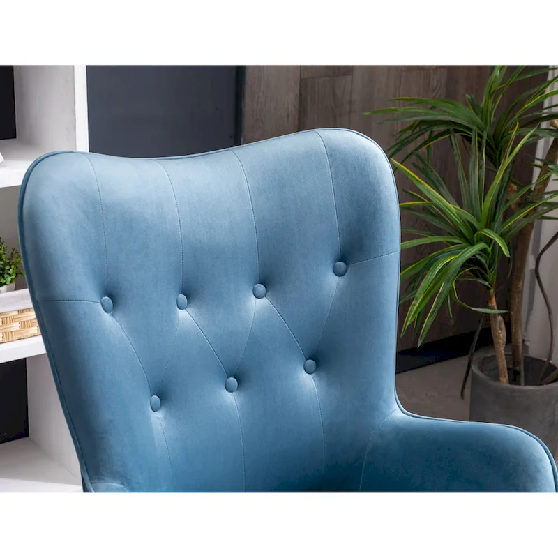 Blue 30 Polyester Button Tufted Accent Chair