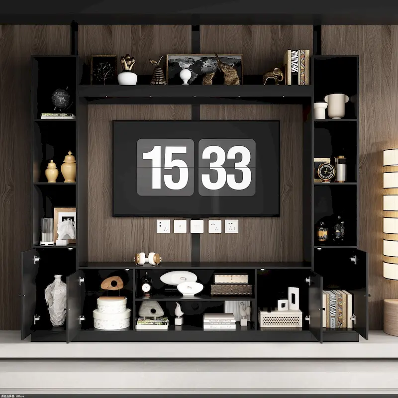 Entertainment Hub w/Fireplace Insert Compatibility Sleek Media Center