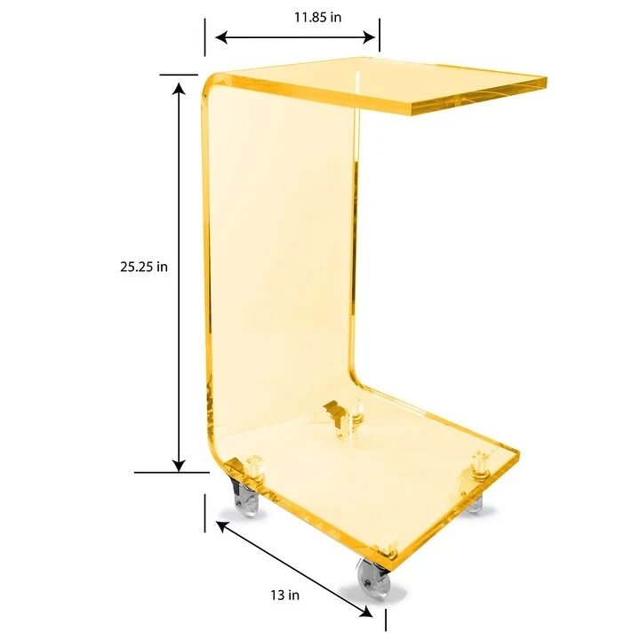 DesignStyles Acrylic C-Table w/Wheels
