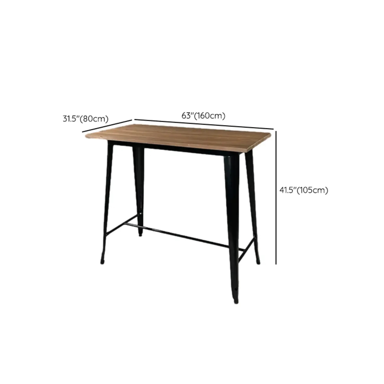 Industrial Brown Wood Black Metal Bar Tables