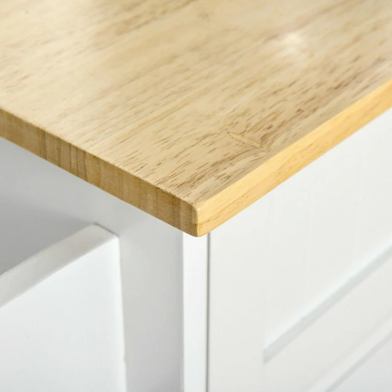 Mobile Kitchen Island with Wood Top, Drawers, Cabinets, Adjustable Shelves, and Towel Rack