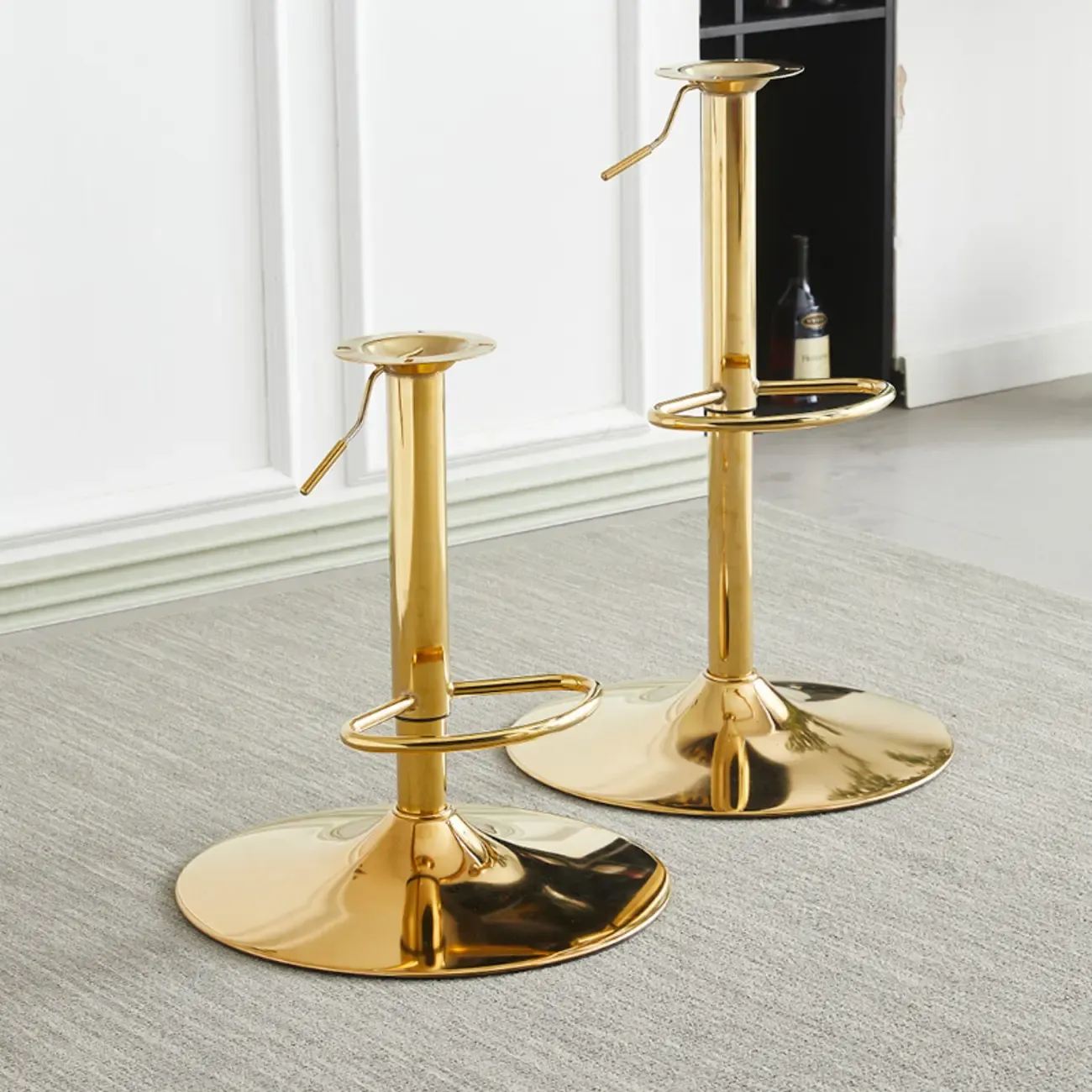Glam Leather Adjustable Bar Stools with High Back