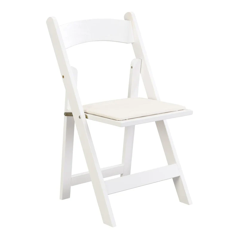 Upholstered Folding Chair,Space Saving, Easy To Carry, ,4PCS,Beige cushion/white shelf,Dining room