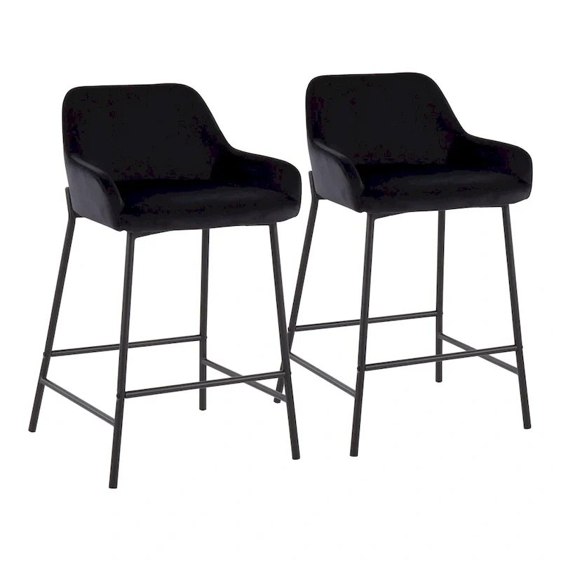 Galotti Black Fixed-Height Upholstered Counter Stool - Set of 2