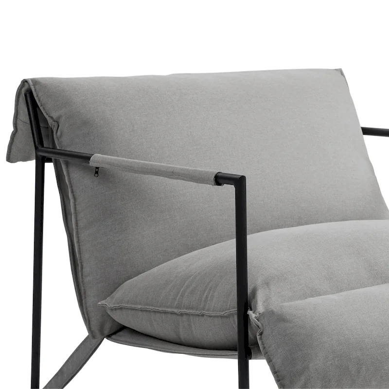 Fabric Accent Chair Metal Framed Sling Armchair Set of 2