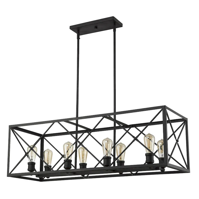Brooklyn 8-light Matte Black Island Pendant