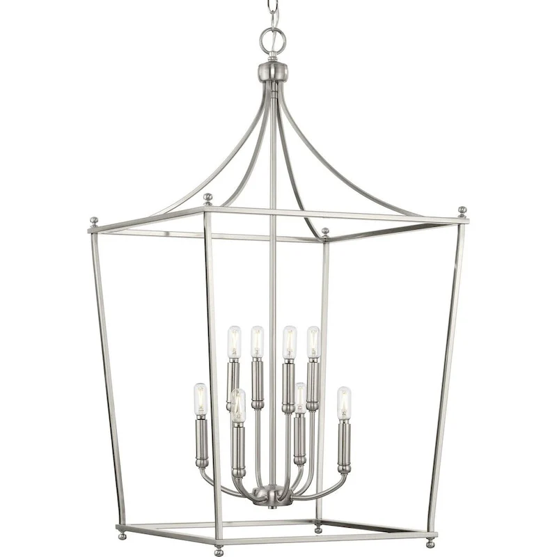Parkhurst Collection Eight-Light New Traditional Brushed Nickel Chandelier Foyer Light - 20 in x 20 in x 36 in