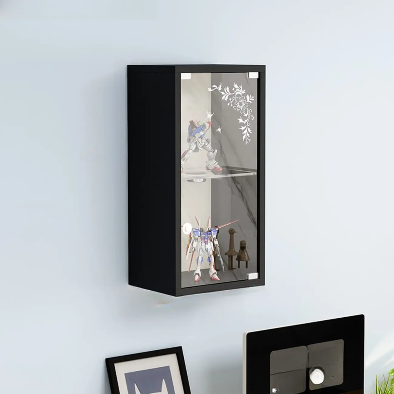 Wall-Mounted Wooden Enclosed Display Cabinet for Collectibles