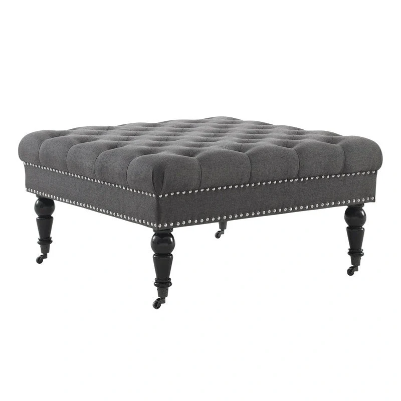 Abigal Charcoal Square Tufted Ottoman