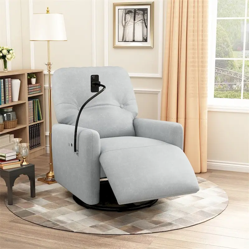 270 Degree Swivel Electric Recliner with a Phone Holder