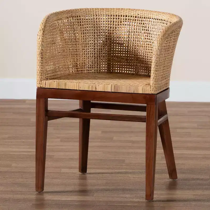 bali & pari Papua Dining Chair: Acacia Frame, Woven Rattan, Bohemian Design, Assembly Required