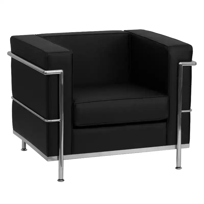Emma and Oliver Contemporary LeatherSoft Chair with Double Bar Encasing Frame