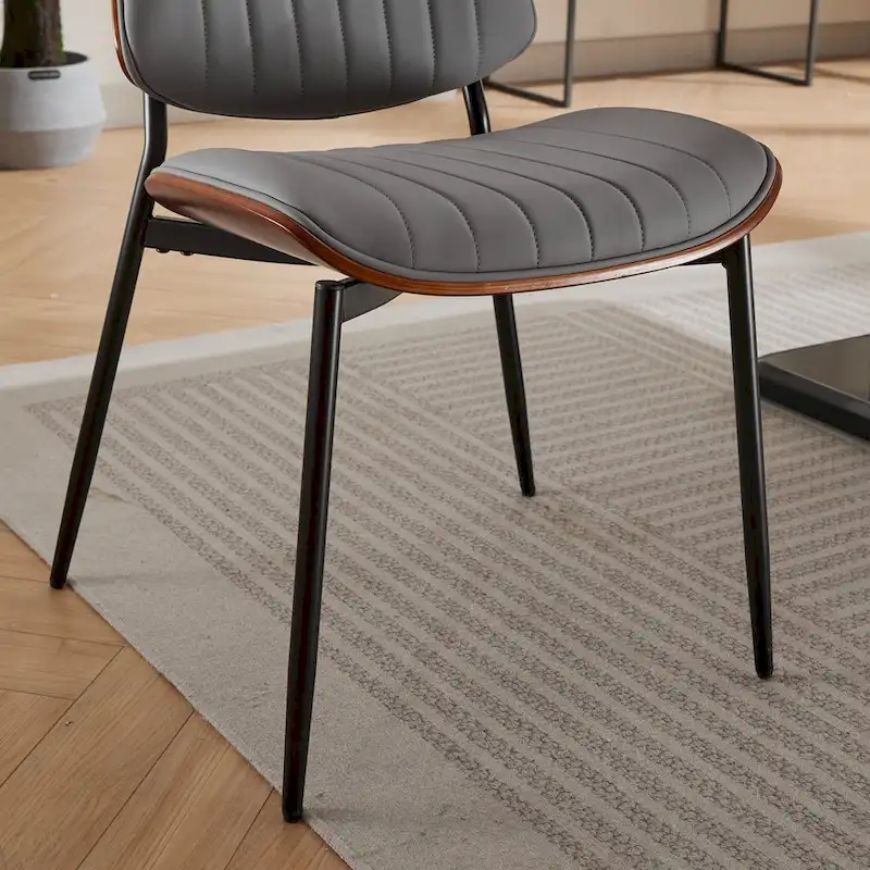 GDFStudio Mid Century Modern Armless Upholstered Dining Chairs with Metal Legs