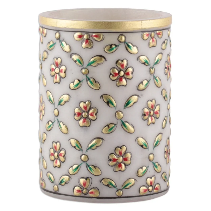 Novica Handmade Spring Mesh Marble Pen Holder