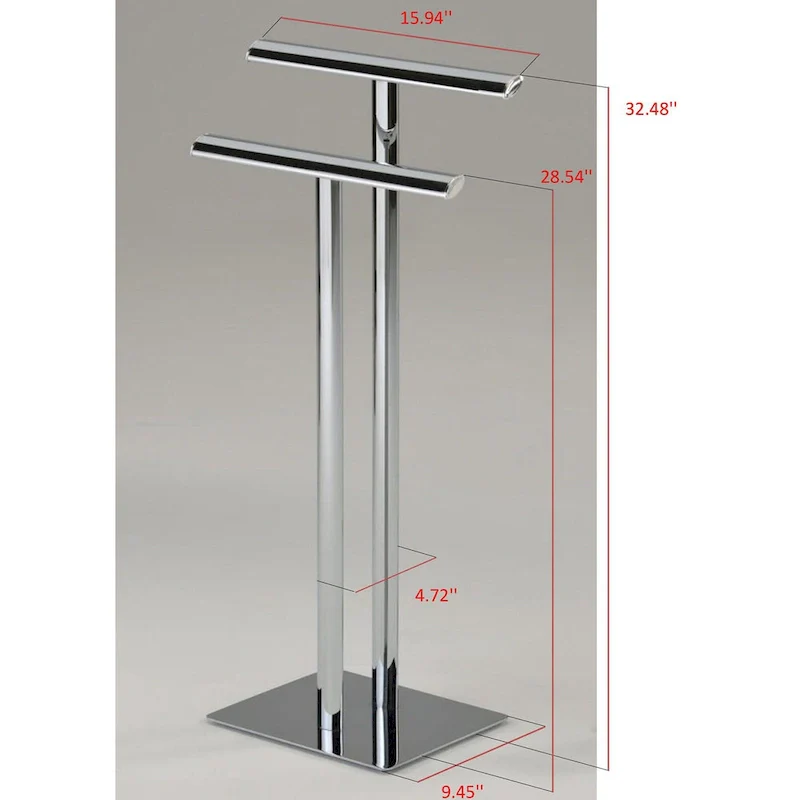 Metal Modern Free-Standing Towel Rack Stand, Chrome