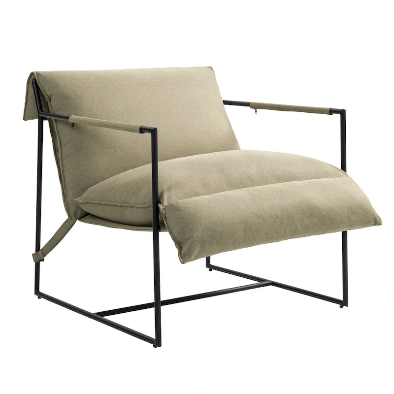 Fabric Accent Chair Metal Framed Sling Armchair Set of 2