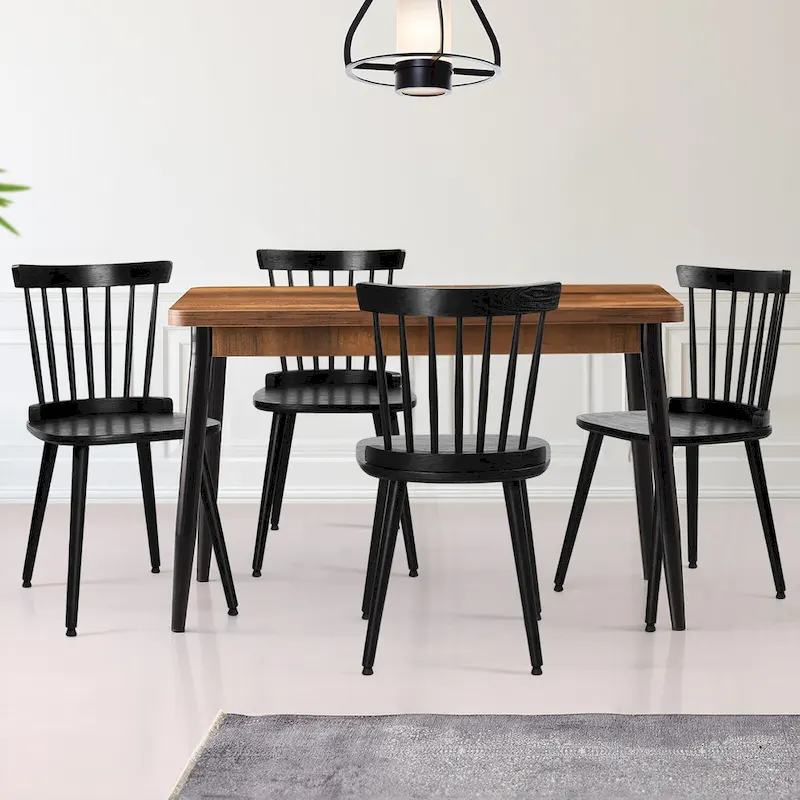 Farmhouse Dining Chairs with Spindle Back - 33.3H x 17.4W x 19.7D