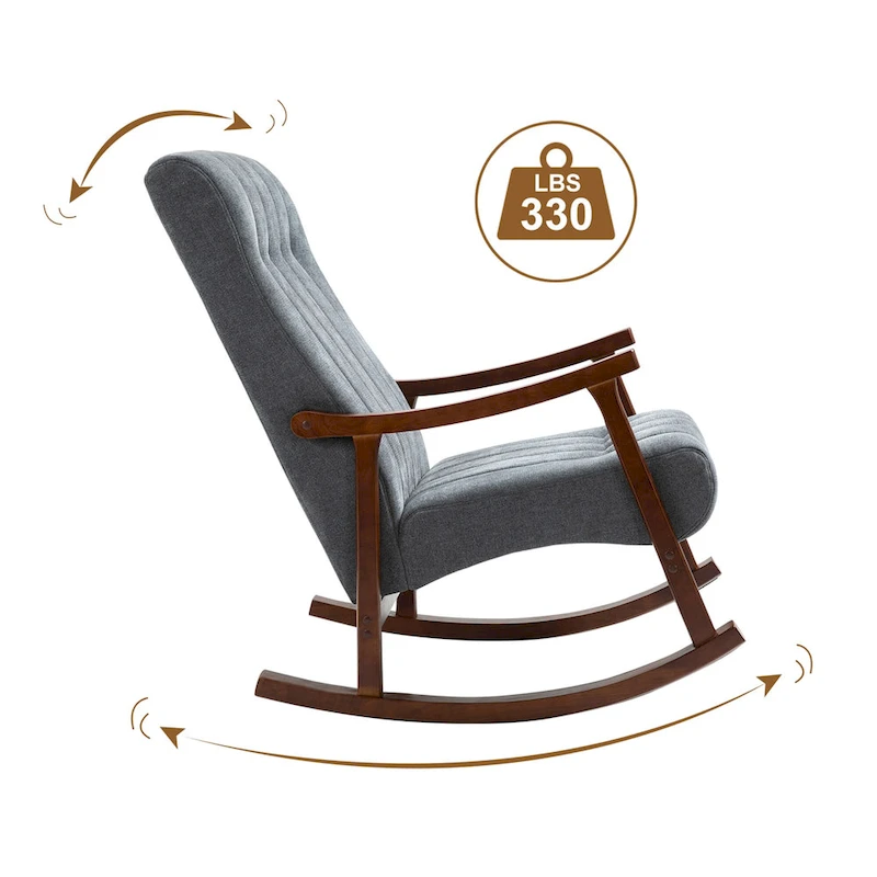 AVAWING Upholstered Rocking Chair ModernHighBackArmchair
